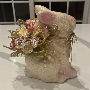 Pier 1..Glittering Bunny with Jewel Floral & Butterfly Accents.. 11 Inch High